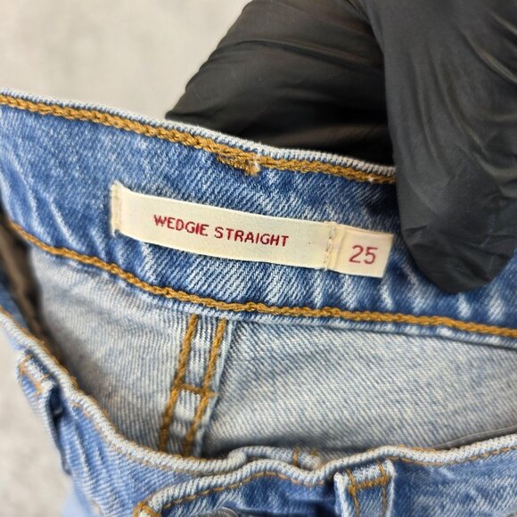 Levis Wedgie Straight Jeans Womens 25 Blue Denim High Rise Button Fly Premium - Picture 10 of 15